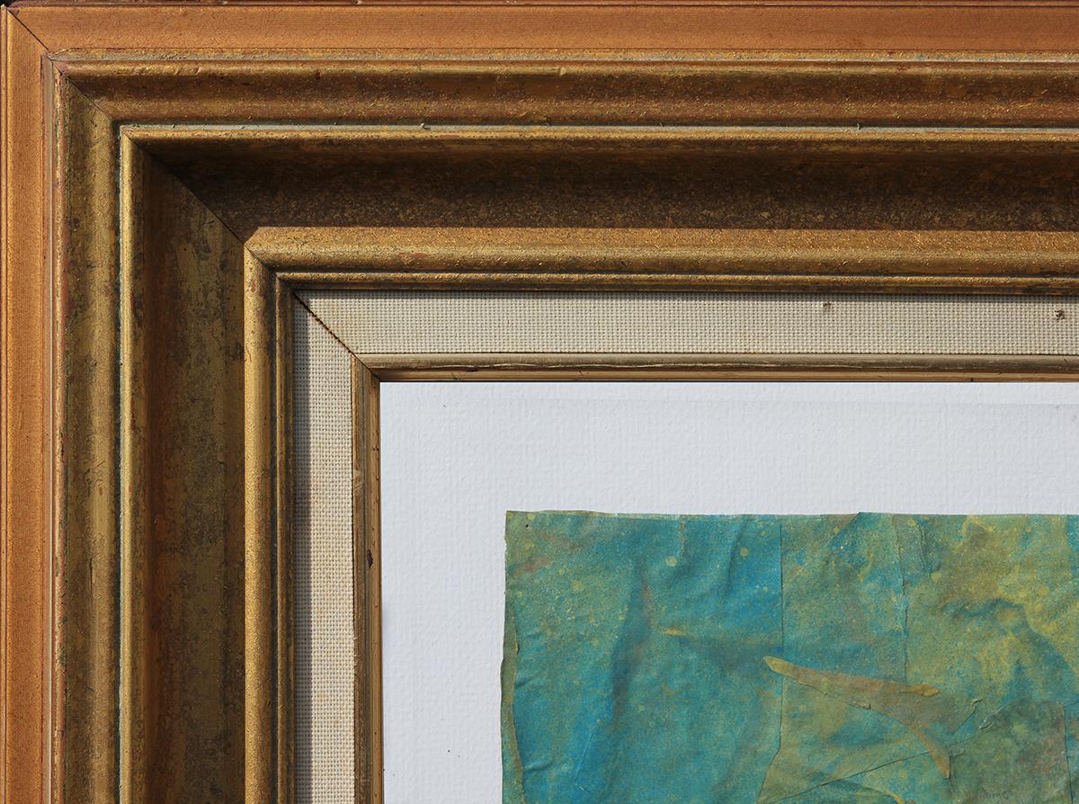 “Golgotha” Green and Blue Toned Abstract Geometric Collage 1