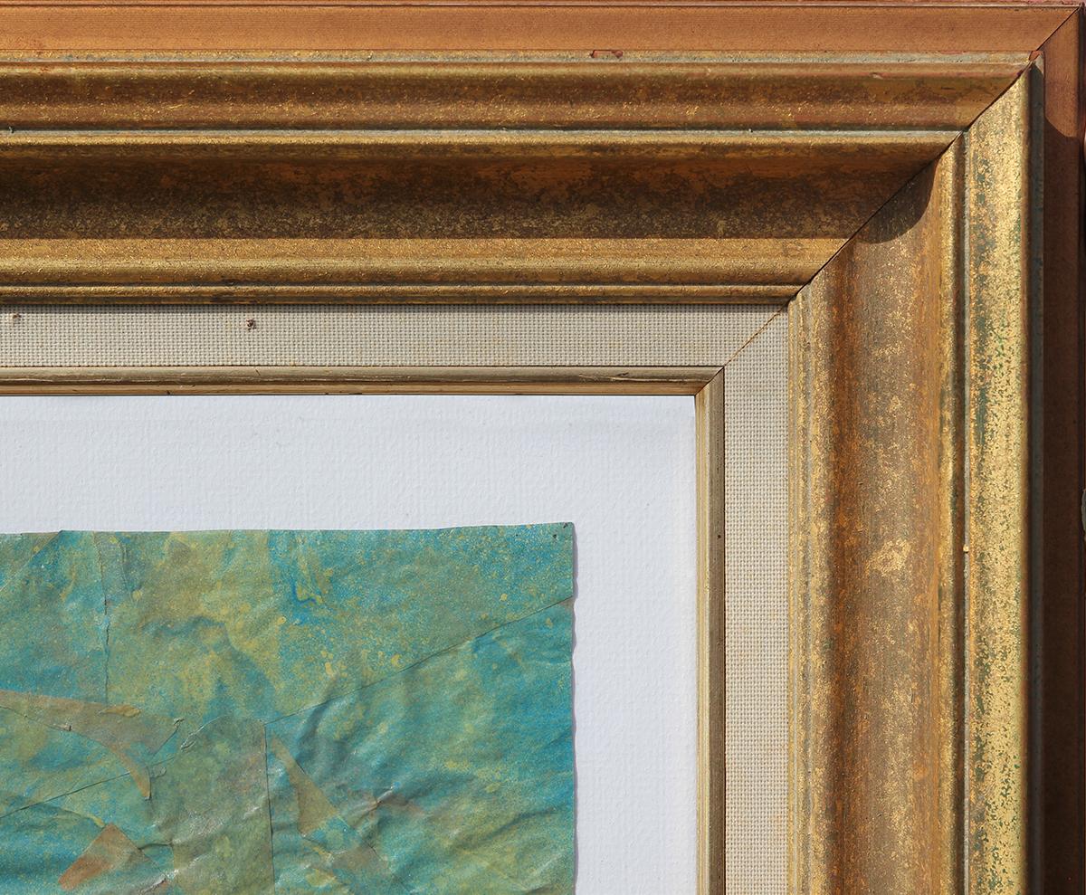 “Golgotha” Green and Blue Toned Abstract Geometric Collage 2