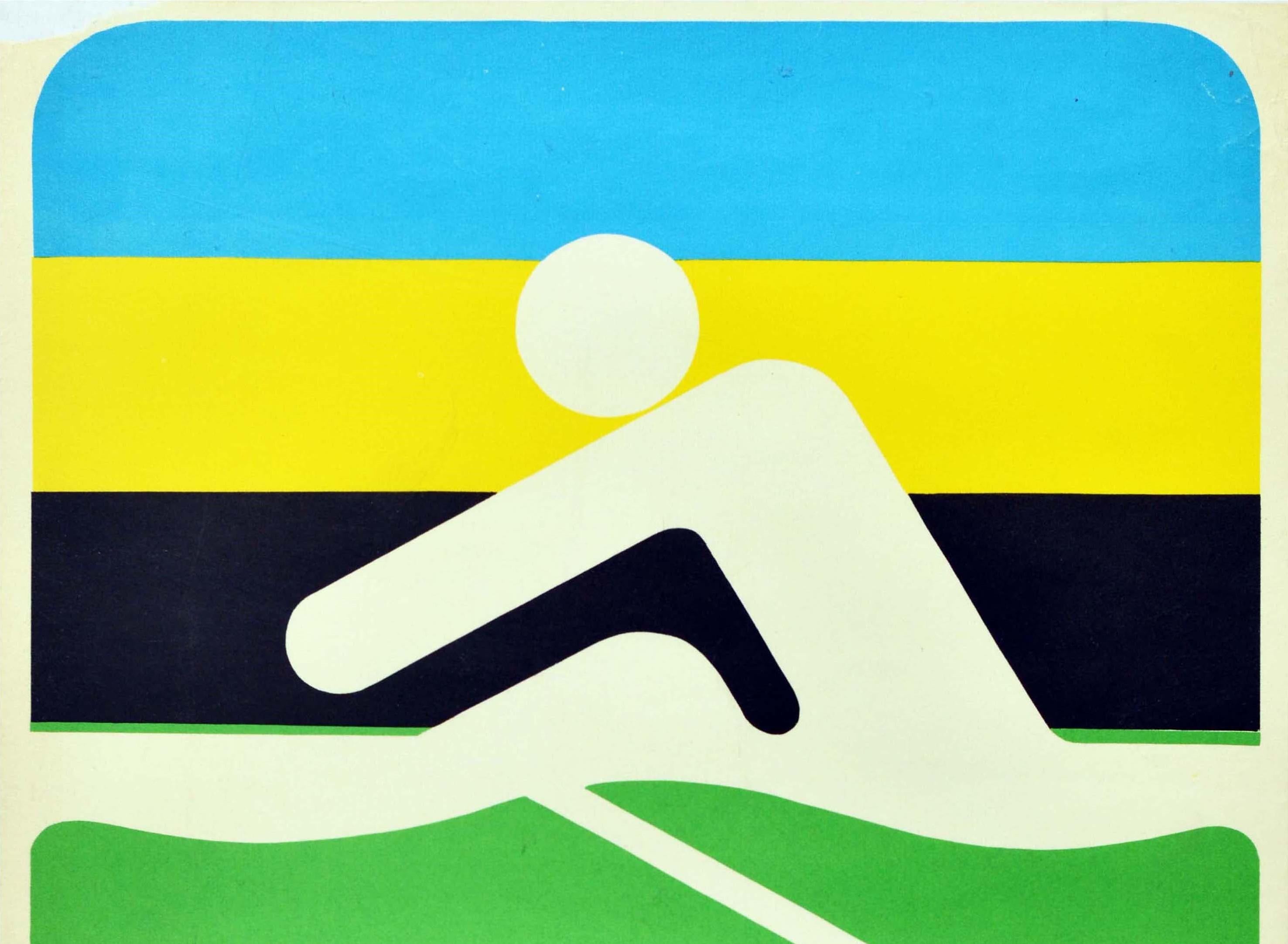 Original Vintage Sport Poster Moscow Olympics 1980 Pictogram Rowing Race Photo - Print by M Manuilov