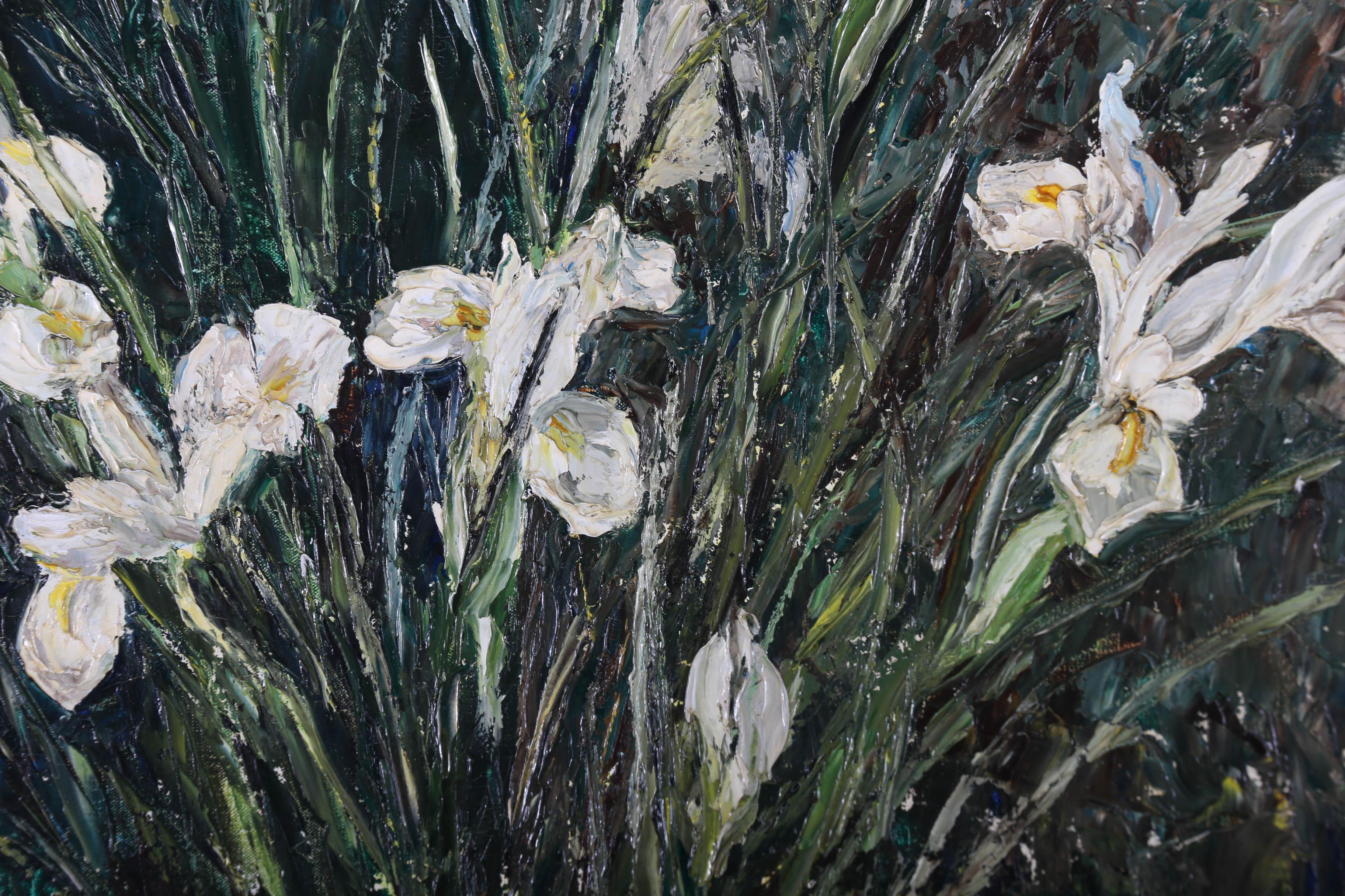M. Marr-Johnson - Framed 20th Century Oil, White Irises For Sale 3