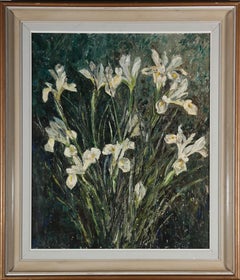 M. Marr-Johnson - Olio del 20° secolo incorniciato, Iris bianchi