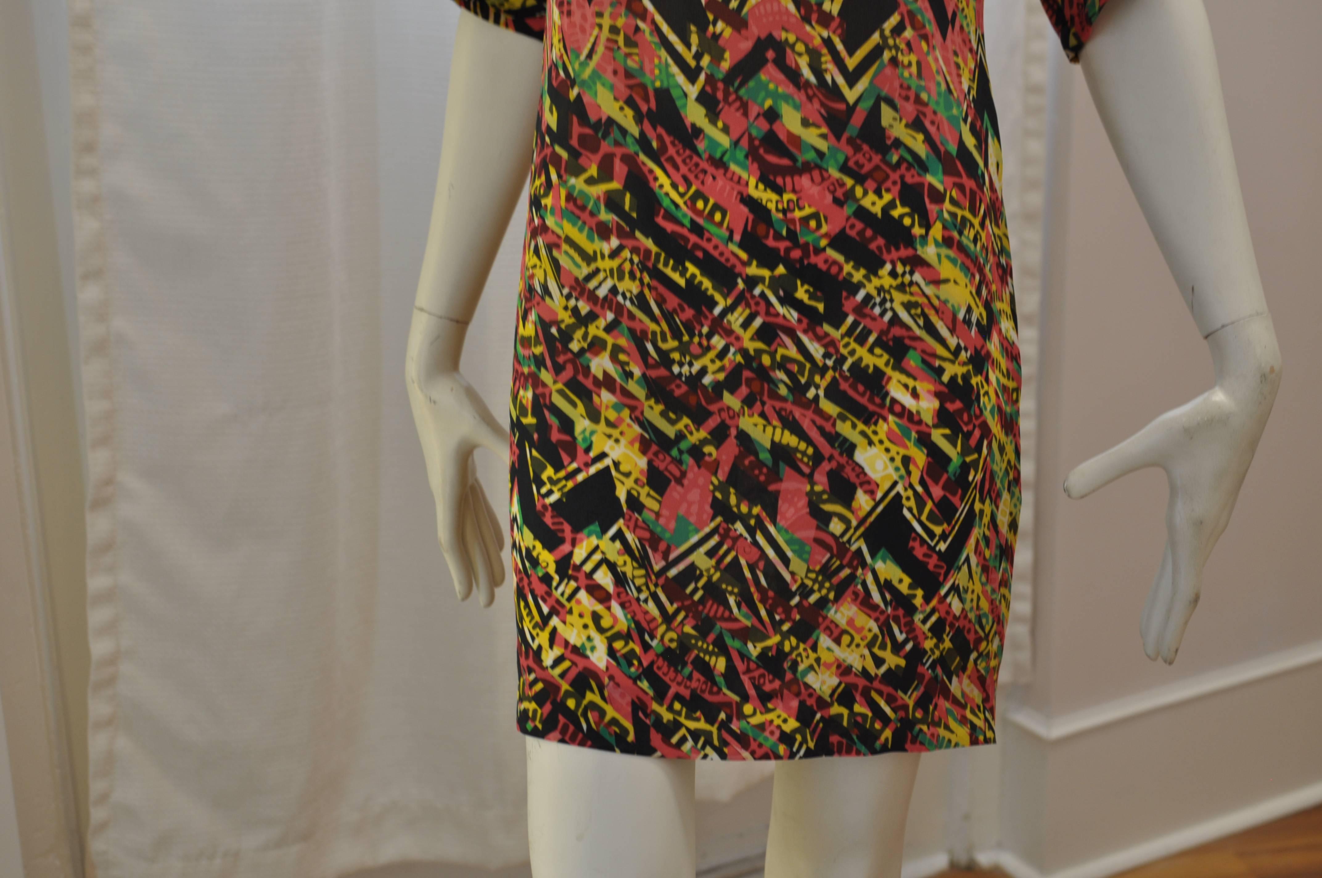 Brown M. Missoni Abstract Print Silk Dress (40 ITL) W/T For Sale