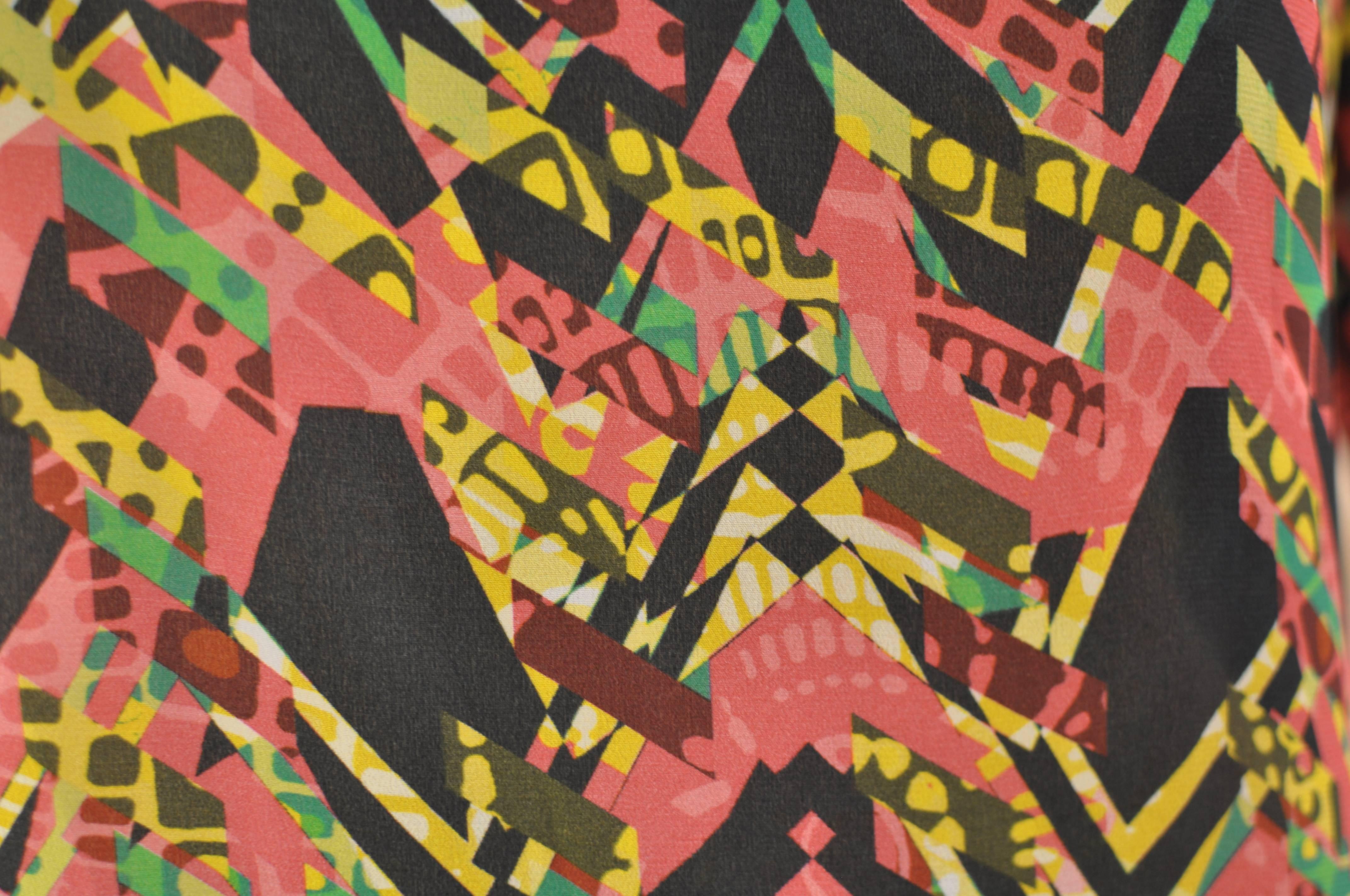 M. Missoni Abstract Print Silk Dress (40 ITL) W/T In New Condition For Sale In Port Hope, ON