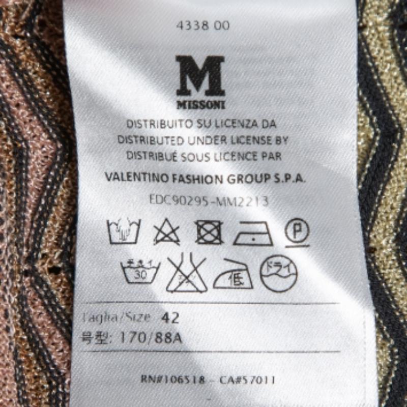 M Missoni Beige Chevron gemustertes Lurex-Strickoberteil M im Zustand „Gut“ im Angebot in Dubai, Al Qouz 2