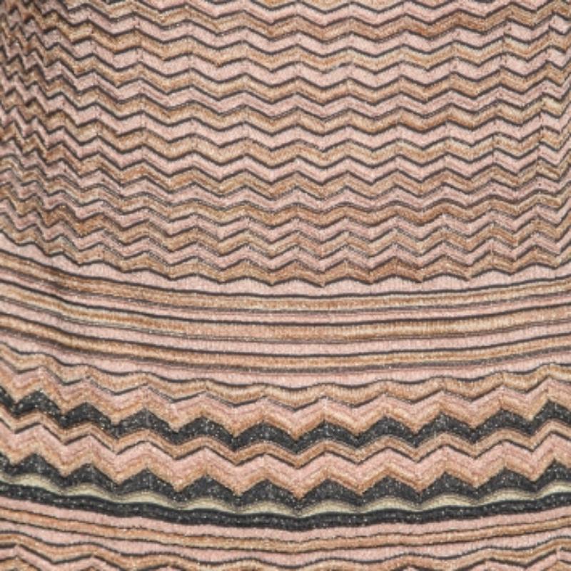 M Missoni Beige Chevron gemustertes Lurex-Strickoberteil M im Angebot 5