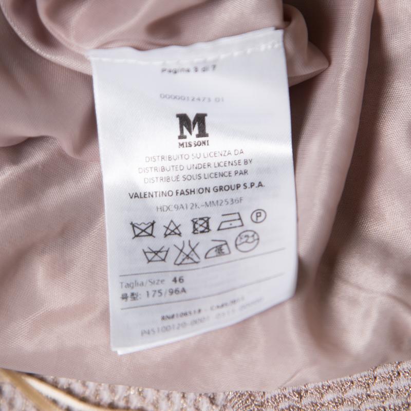 Women's M Missoni Beige Lurex Patterned Knit Sleeveless Maxi Dress L