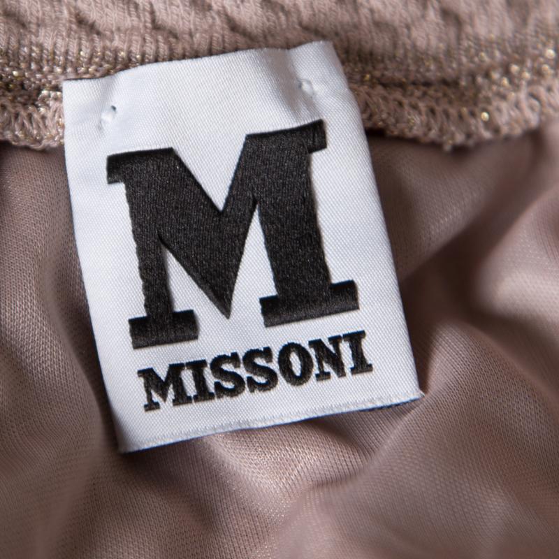 M Missoni Beige Lurex Patterned Knit Sleeveless Maxi Dress L 1