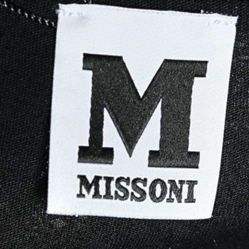 M Missoni Schwarzes T-Shirt aus Baumwollstrick mit Kontrast-Overlay-Details S Damen im Angebot