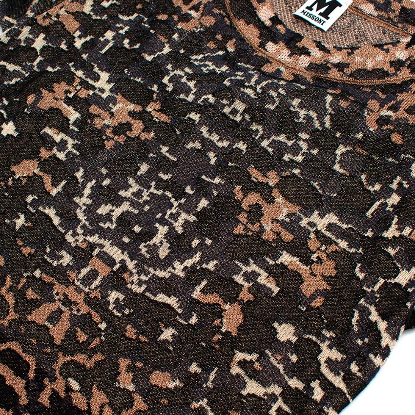M Missoni Black & Cream Pixelized Camo Short Sleeve Knit Dress - Size US4 In Excellent Condition For Sale In London, GB