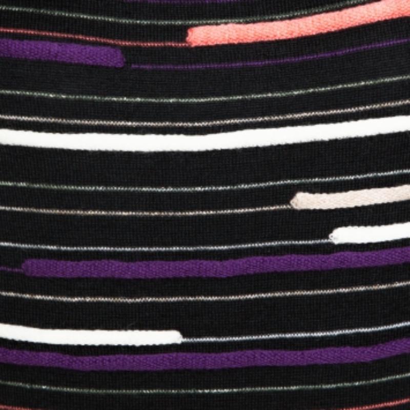 M Missoni Black Embossed Stripe Lurex Wool Knit Mini Dress S im Zustand „Gut“ im Angebot in Dubai, Al Qouz 2