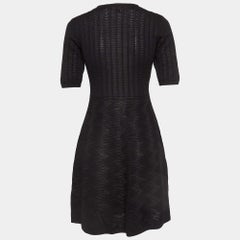 M Missoni Black Knit V-Neck Flared Mini Dress M