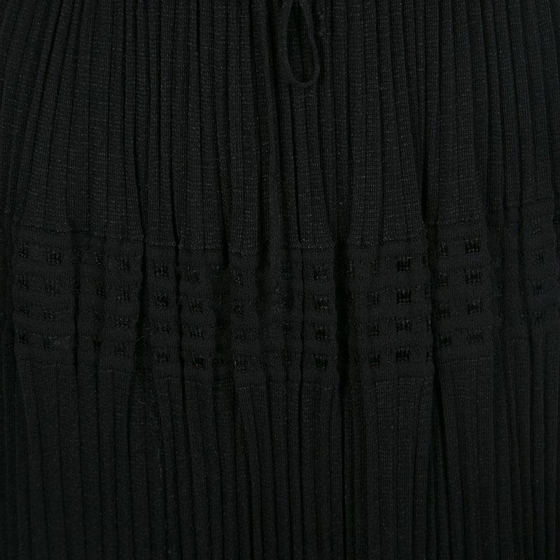 M Missoni Black Lurex Perforated Knit Pleated Skirt M 2