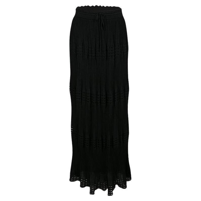 M Missoni Black Lurex Perforated Knit Pleated Skirt M For Sale