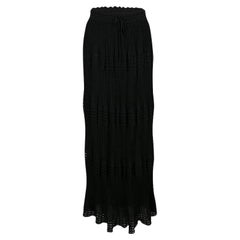 M Missoni Black Lurex Perforated Knit Pleated Skirt M.