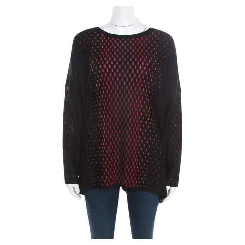 M Missoni Black Patterned Dobby Knit Boxy Sweater Top M For Sale