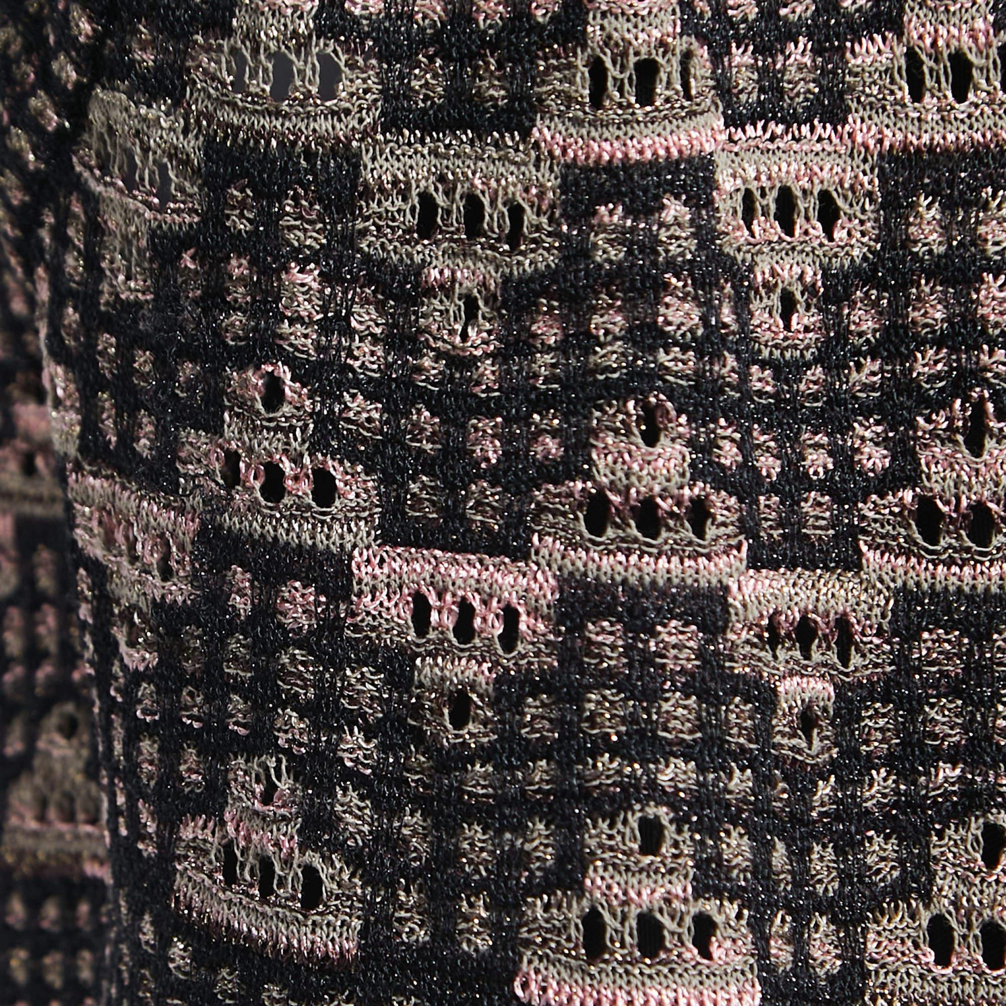 Women's M Missoni Black/Pink Perforated Lurex Knit Maxi Dress L