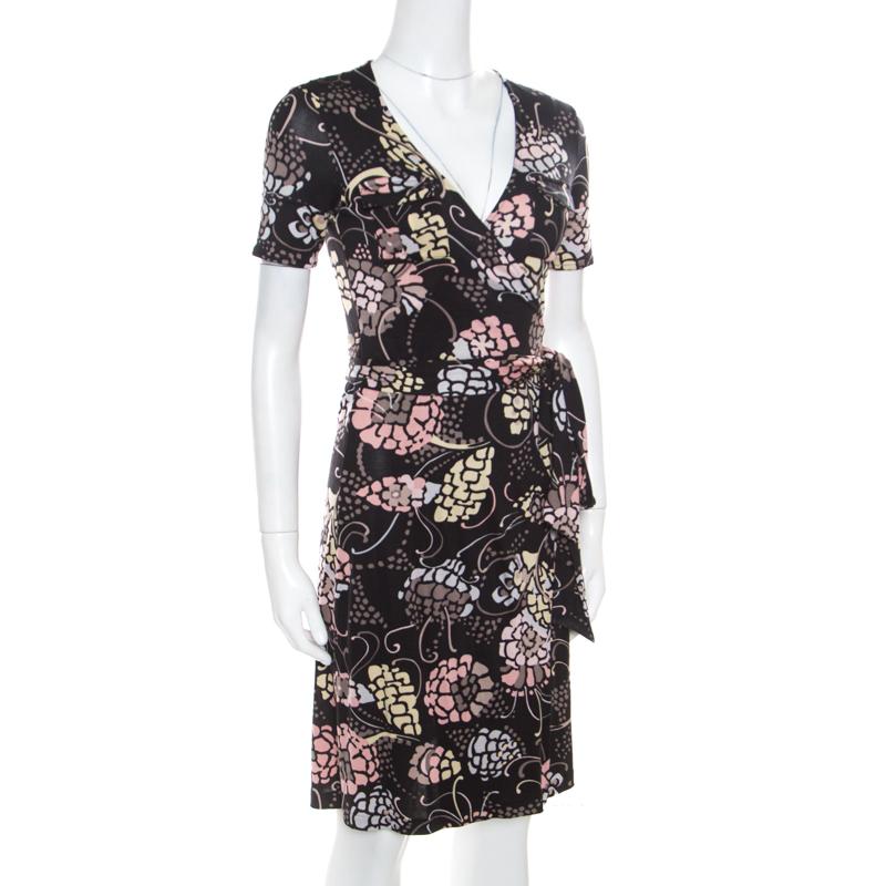 M Missoni Black Printed Silk Jersey Patch Pocket Detail Wrap Dress S In Good Condition In Dubai, Al Qouz 2