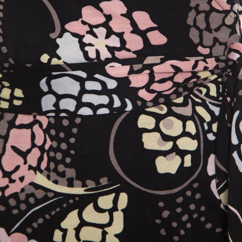 M Missoni Black Printed Silk Jersey Patch Pocket Detail Wrap Dress S 3