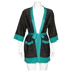 M Missoni Black Textured Knit Belted Cardigan M
