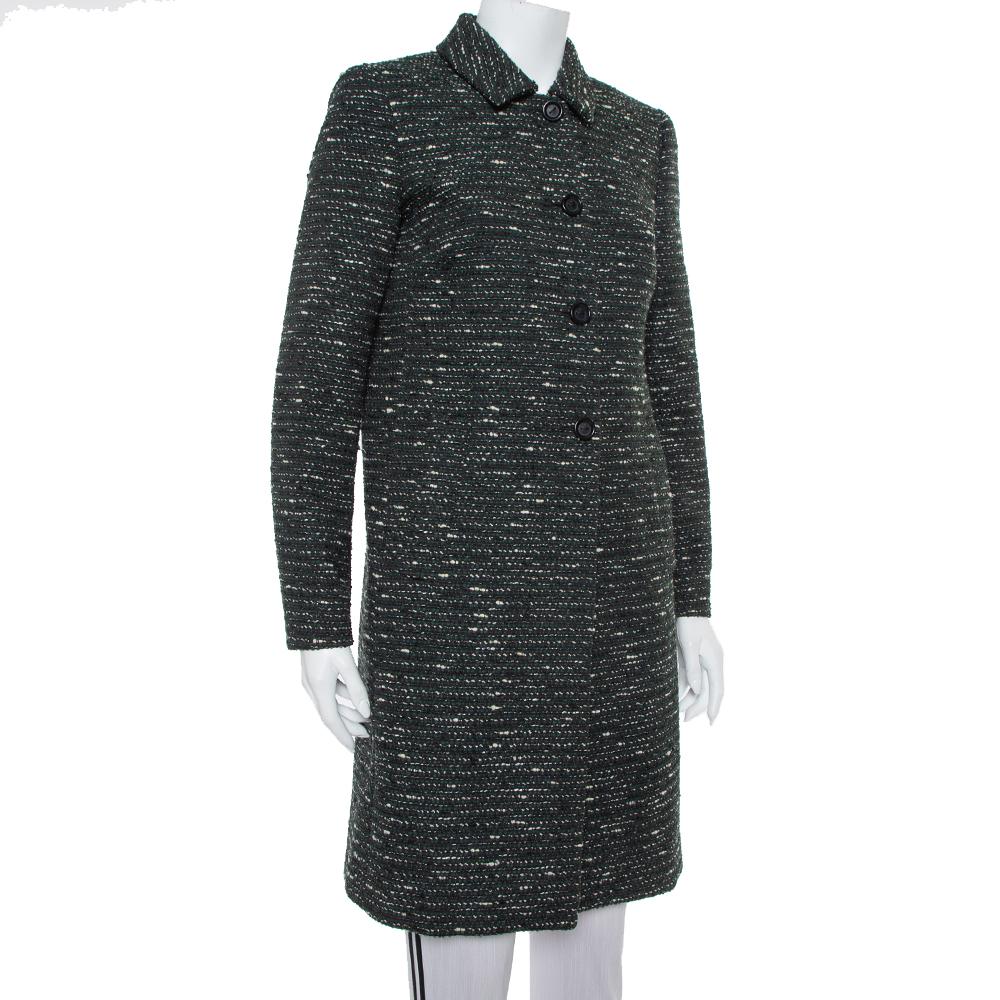 tweed button-front coat