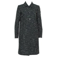 M Missoni Black Tweed Button Front Mid Length Coat M