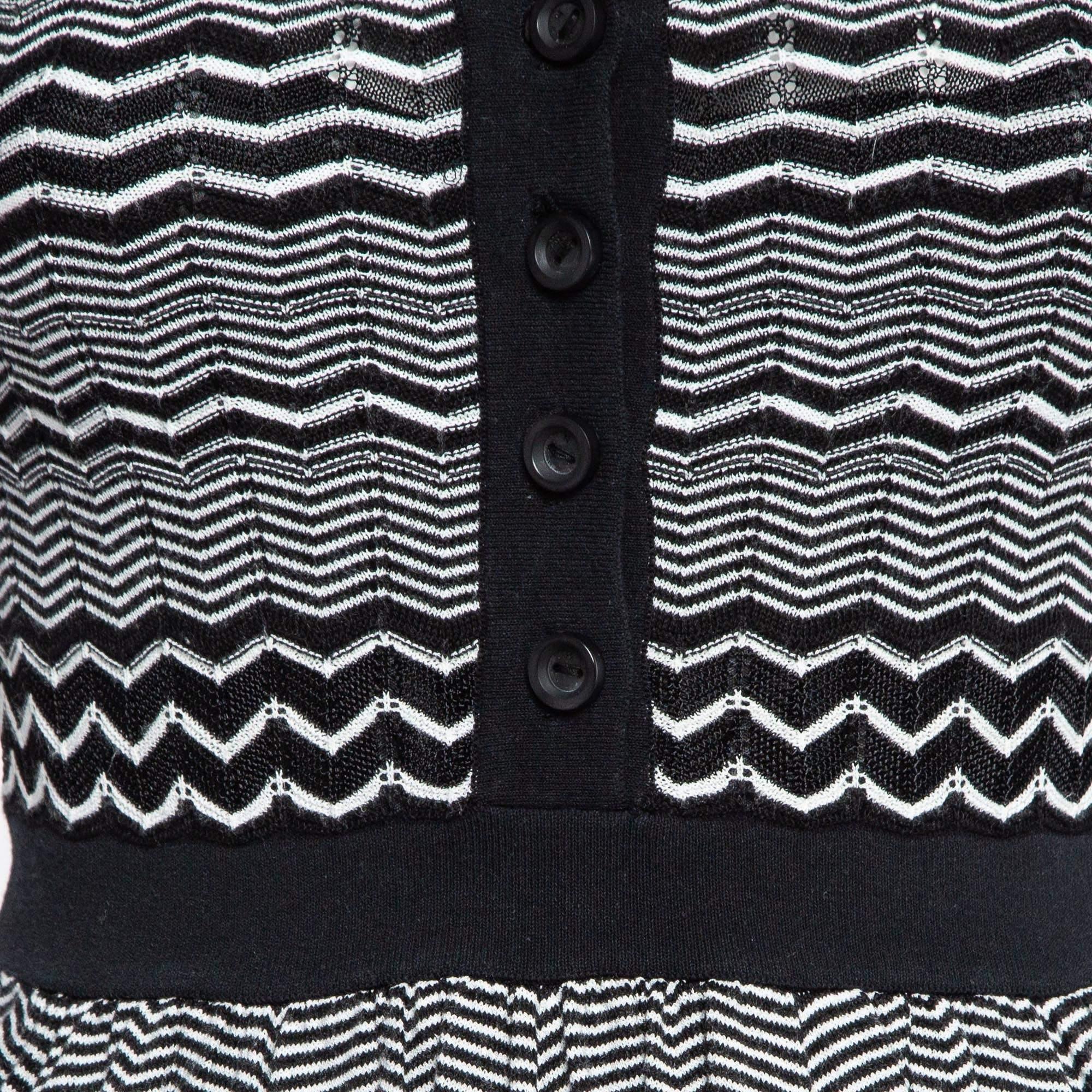 M Missoni Black/White Patterned Knit Mini Dress S In Good Condition For Sale In Dubai, Al Qouz 2