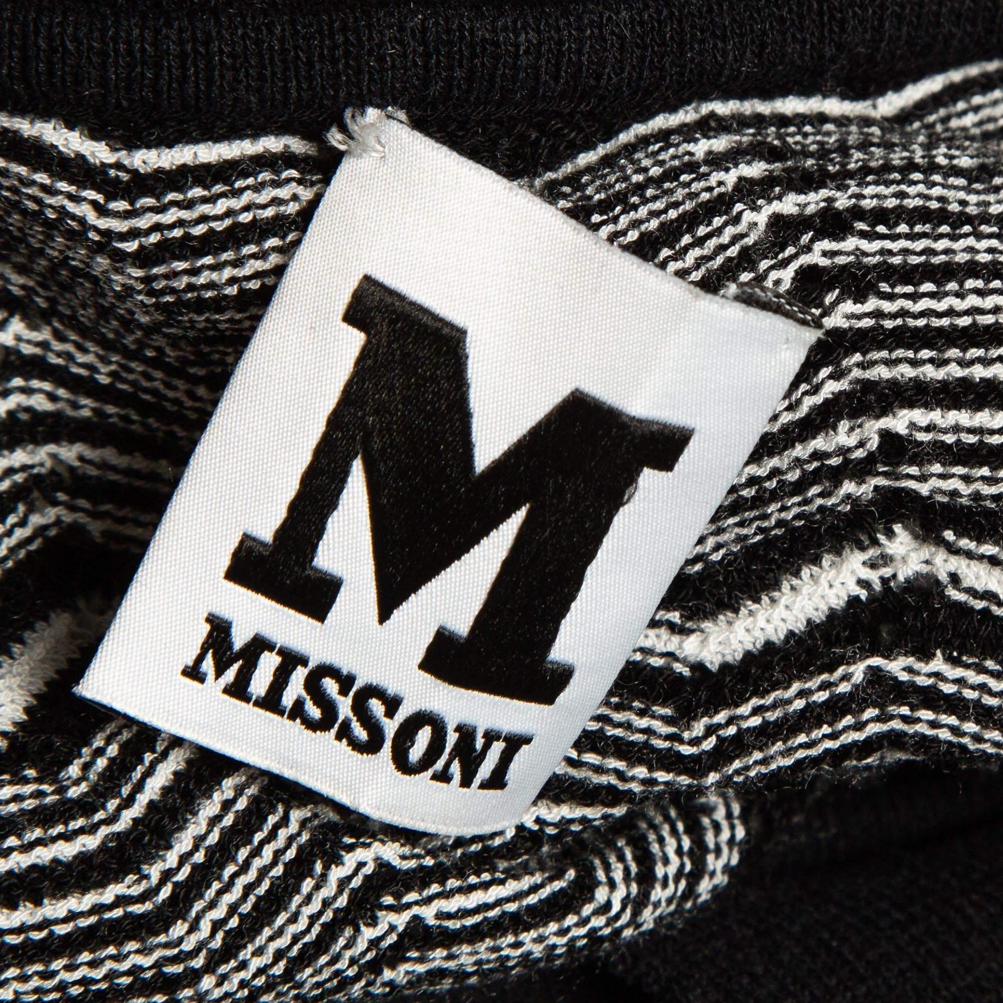 Women's M Missoni Black/White Patterned Knit Mini Dress S For Sale