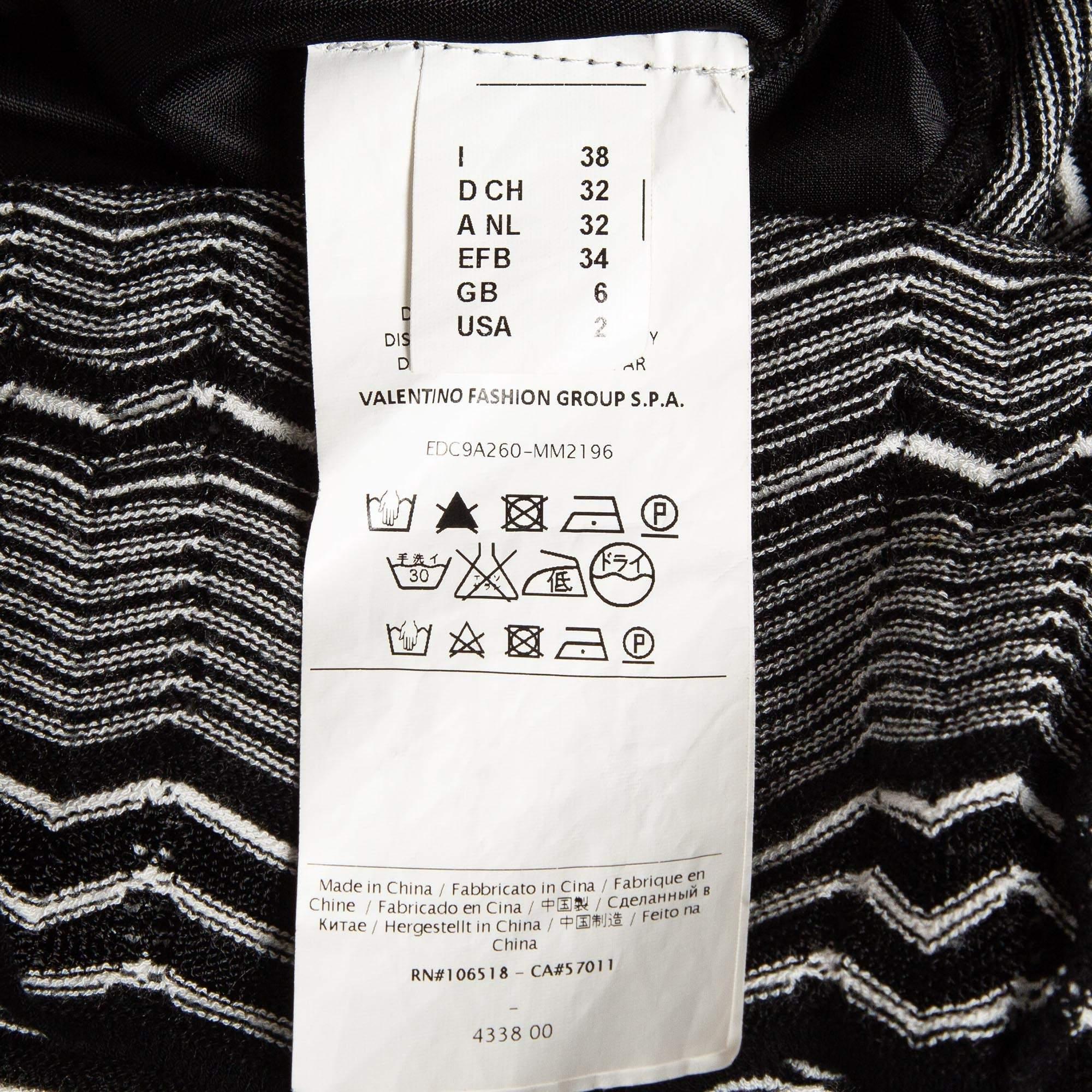 M Missoni Black/White Patterned Knit Mini Dress S For Sale 1