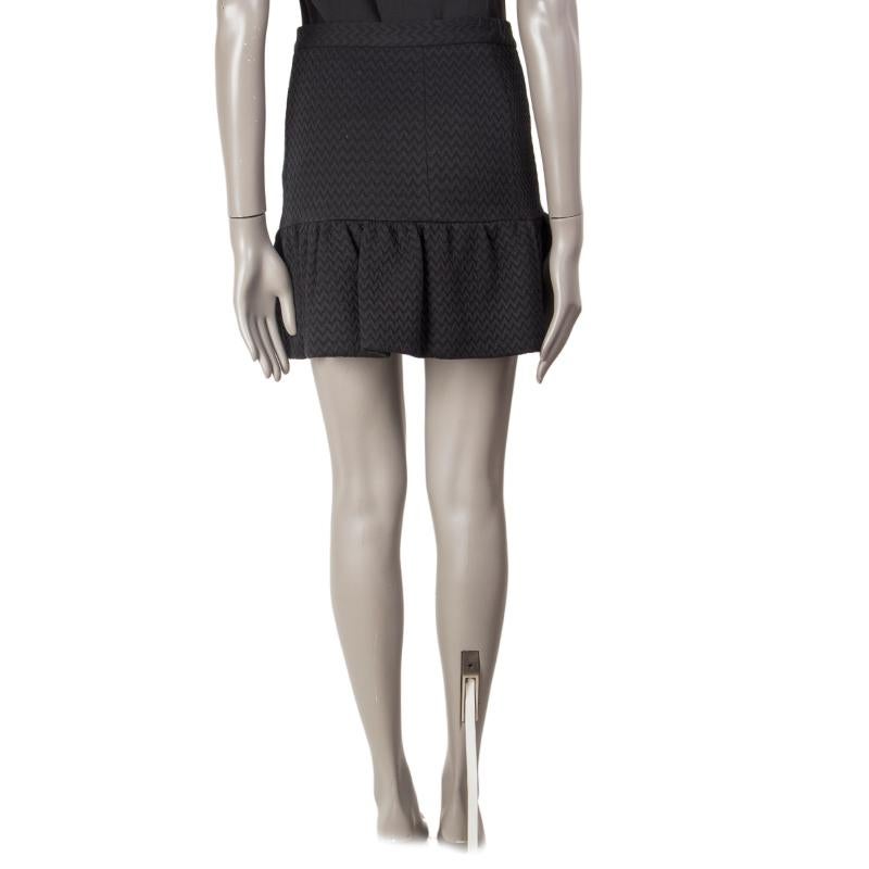 Black M MISSONI black wool blend CHEVRON KNIT TRUMPET MINI Skirt 40 S For Sale