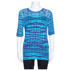 M Missoni Blue Animal Pattern Wool Blend Knit Top M