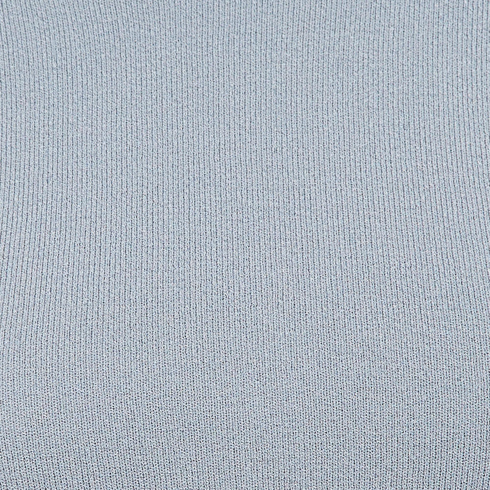Gray M Missoni Blue Knit Full Sleeves Top S