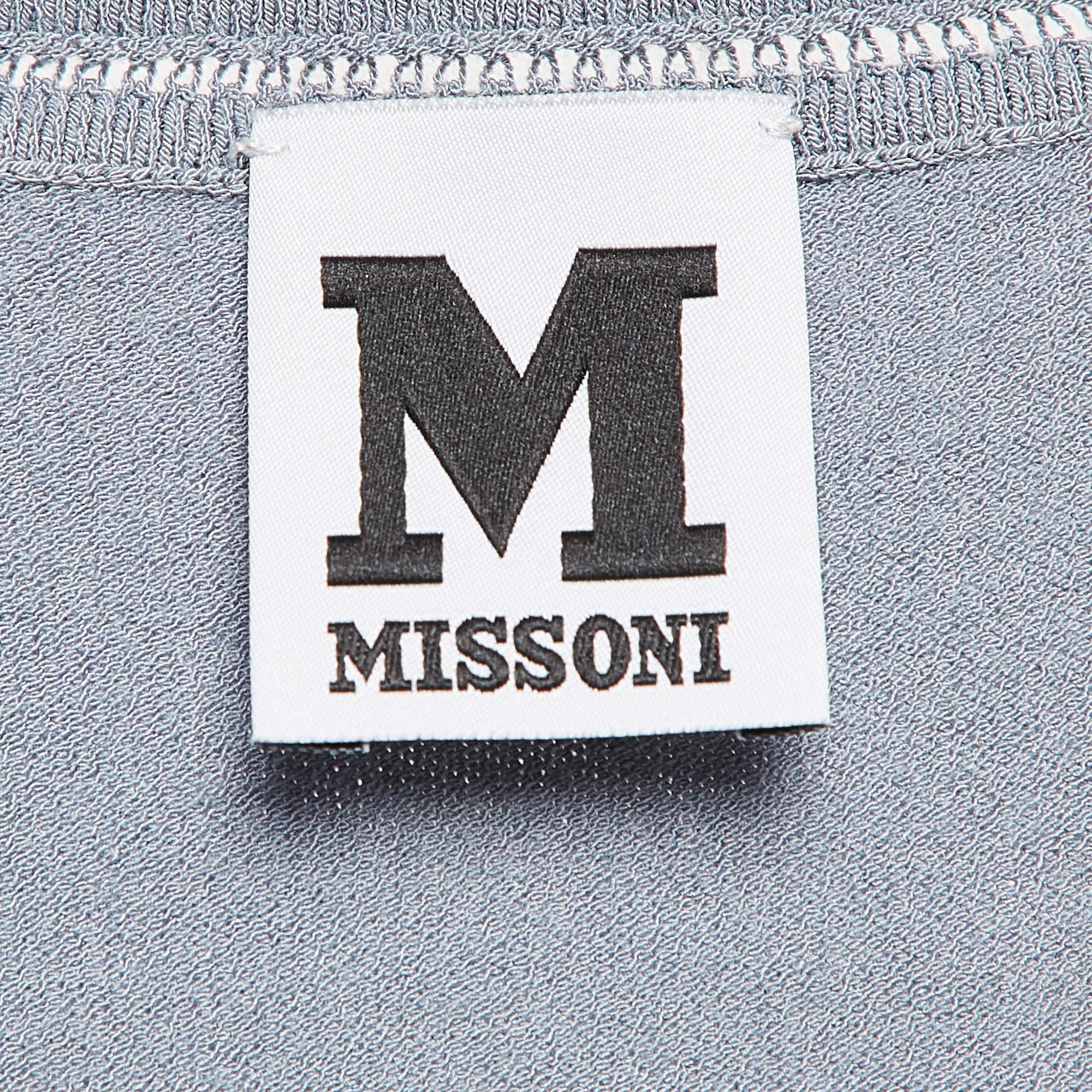 M Missoni Blue Knit Full Sleeves Top S In New Condition In Dubai, Al Qouz 2