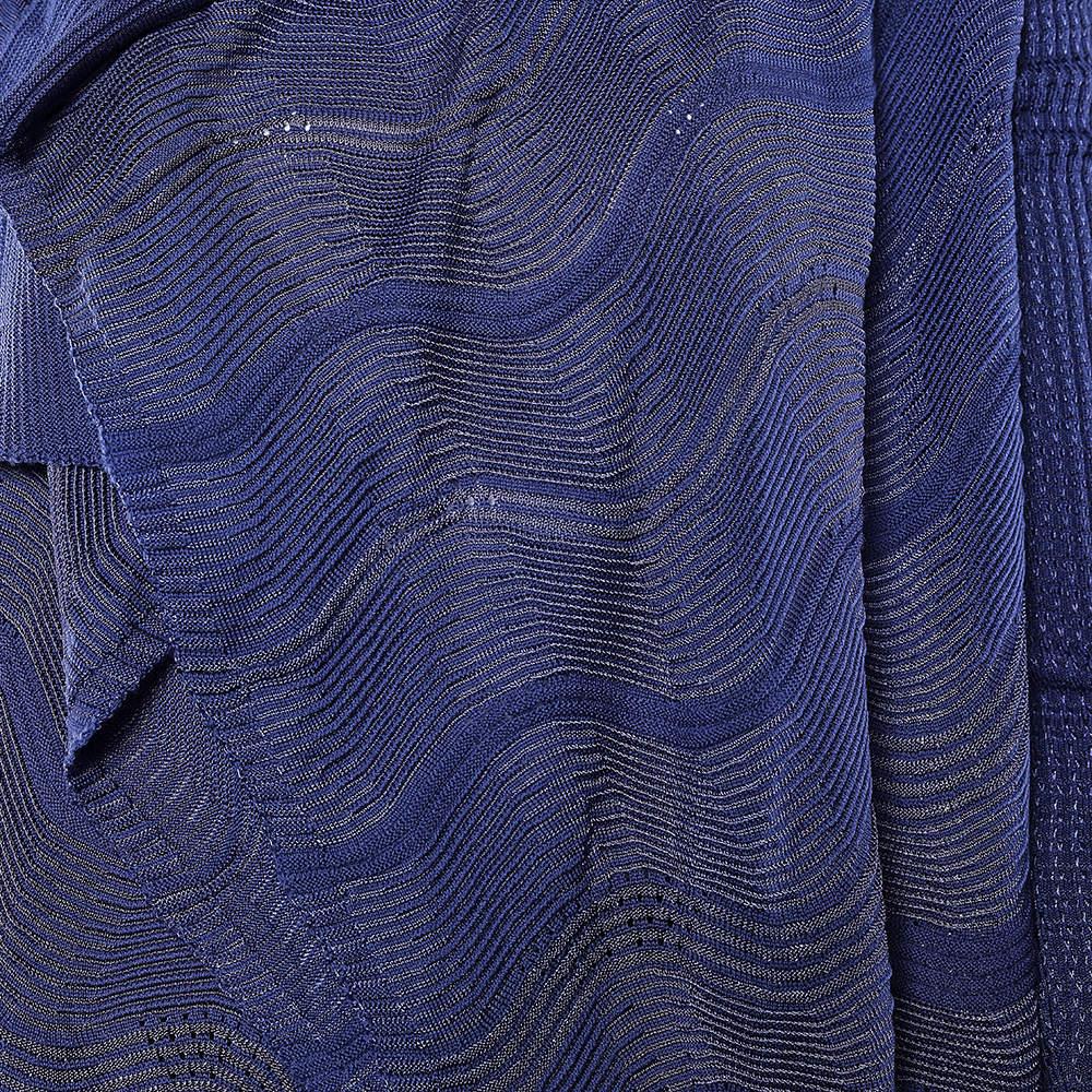 Women's M Missoni Blue Patterned Knit Shawl Collar Shrug M For Sale