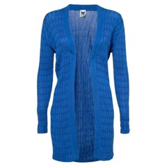 M Missoni Blue Ribbed Knit Open Front Cardigan M