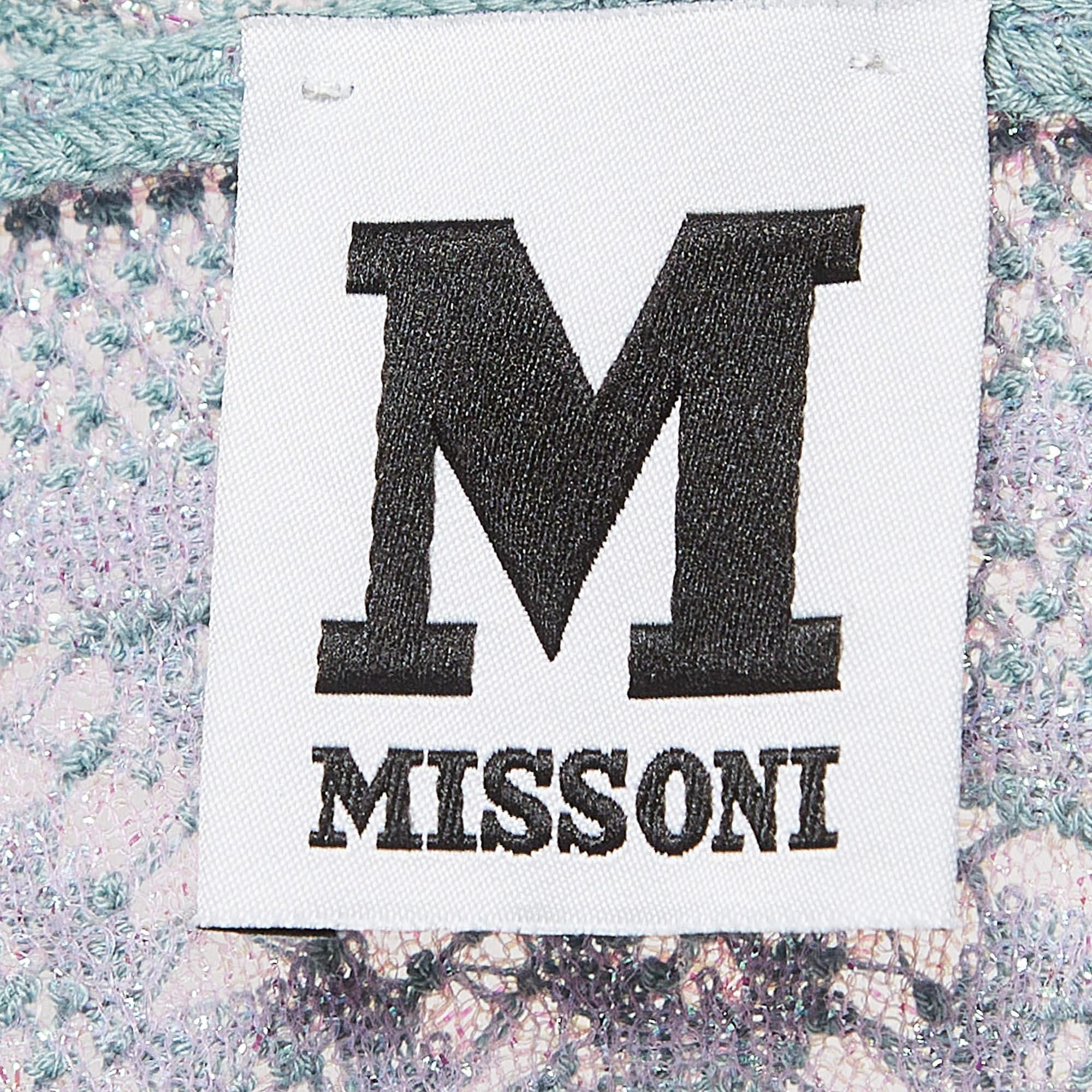 M Missoni Blue Sea Shell Pattern Lurex Knit Cap Sleeve Top M Neuf - En vente à Dubai, Al Qouz 2