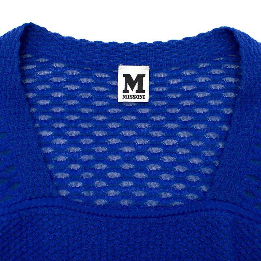 M Missoni Blue Sheer Knit Dress US 10 In Good Condition For Sale In London, GB