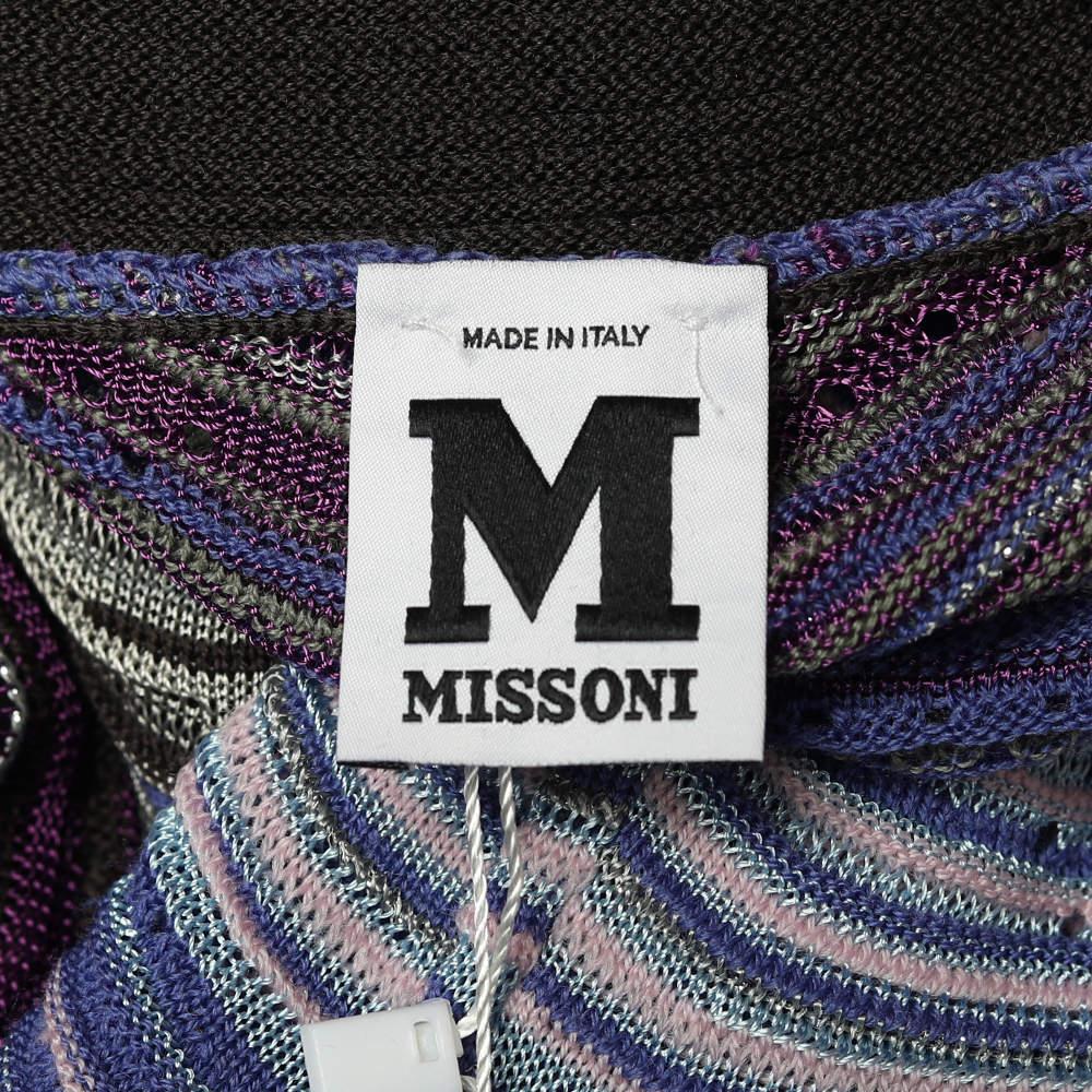 Gray M Missoni Blue Wave Pattern Lurex Knit Shift Dress L For Sale