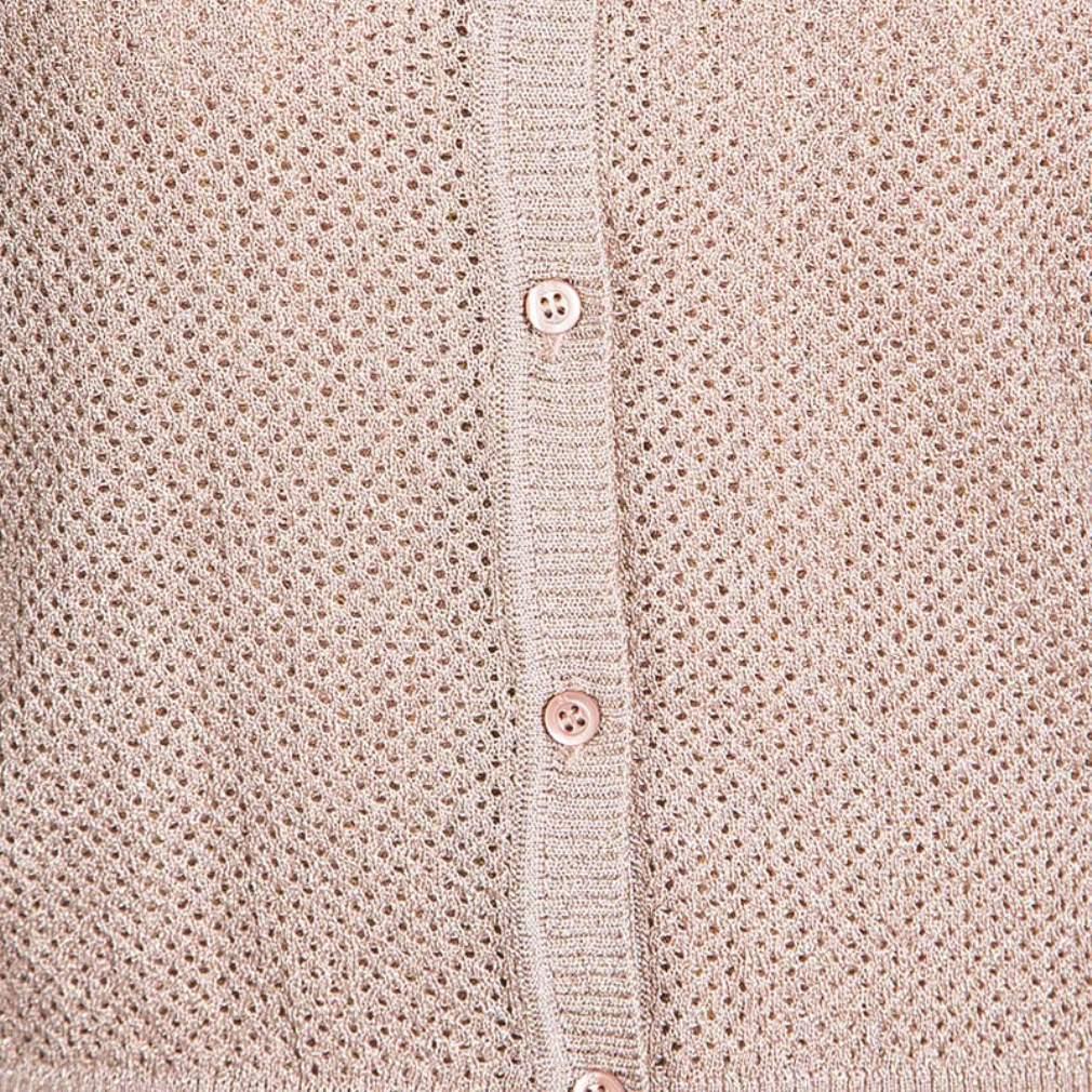 M Missoni Blush Pink Lurex Knit Patterned Dress and Perforated Cardigan Set M 1