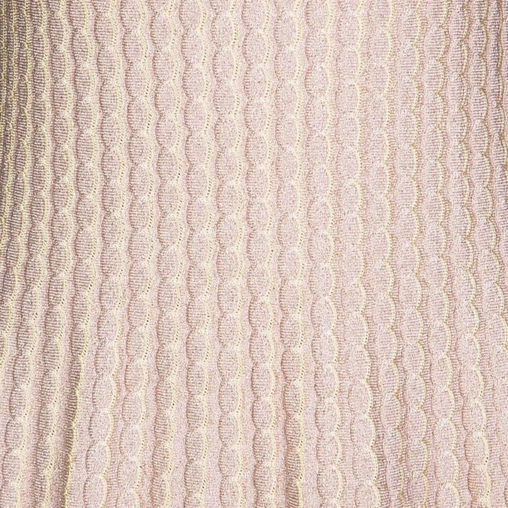 M Missoni Blush Pink Lurex Knit Patterned Dress and Perforated Cardigan Set M 2