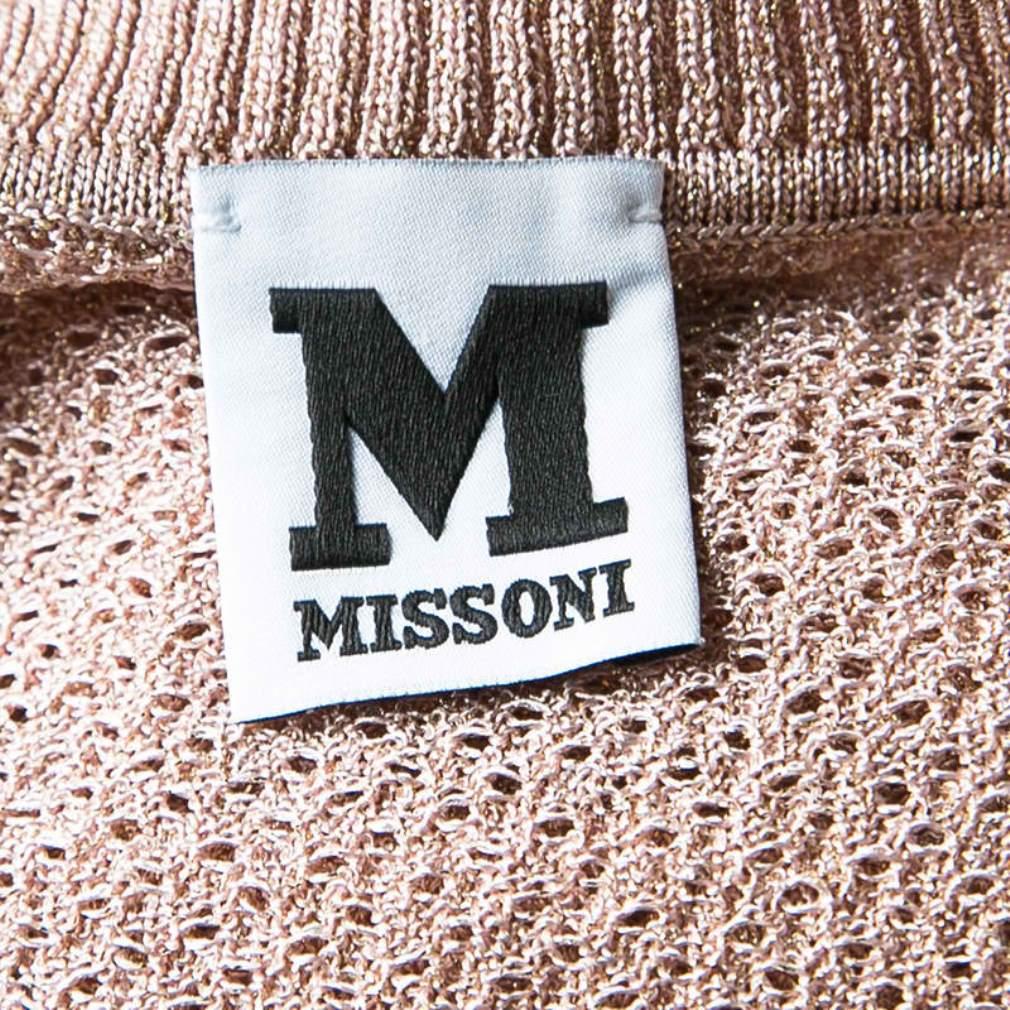 M Missoni Blush Pink Lurex Knit Patterned Dress and Perforated Cardigan Set M 3