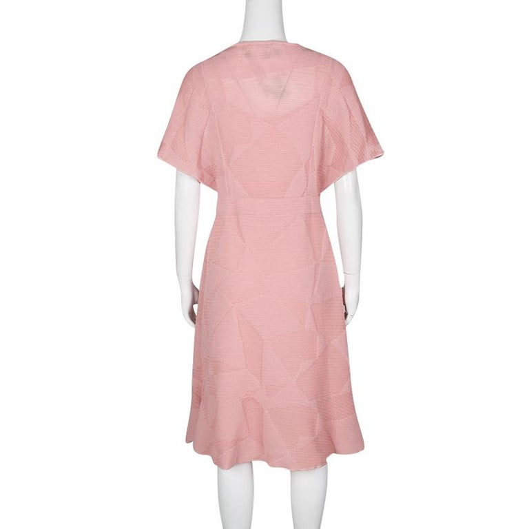 M Missoni Blush Pink Textured Jacquard Knit Batwing Sleeve Midi Dress M ...