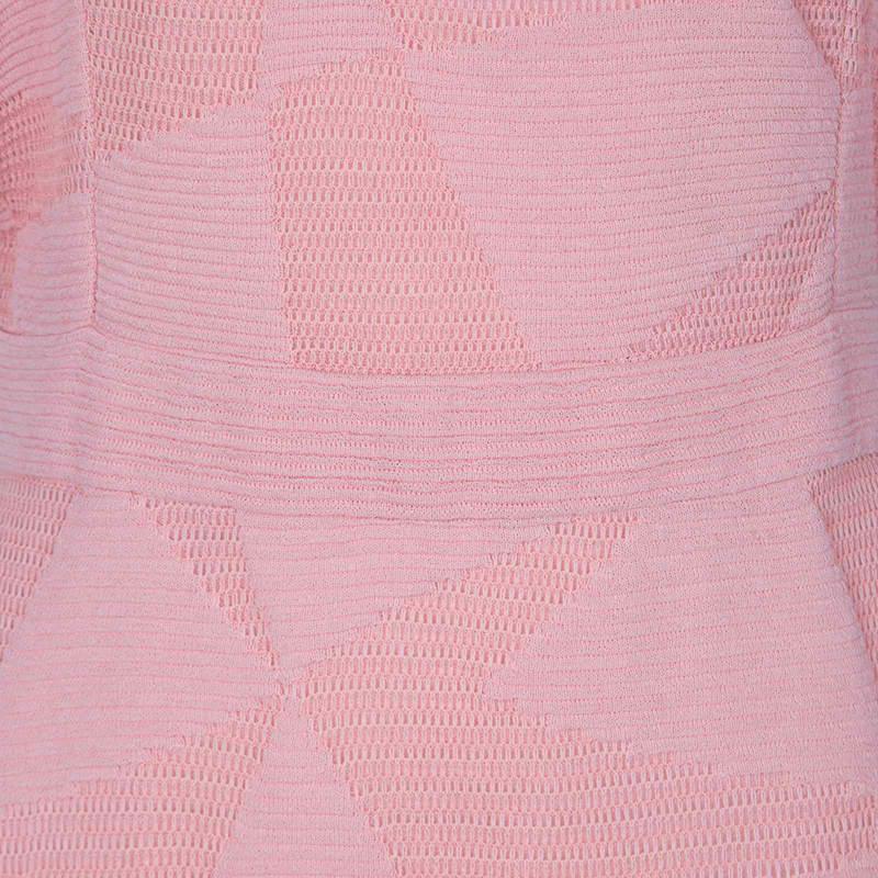 Beige M Missoni Blush Pink Textured Jacquard Knit Batwing Sleeve Midi Dress M