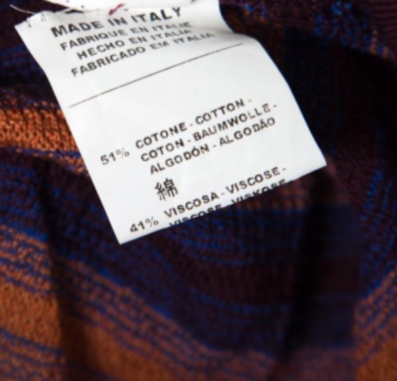 M Missoni Brown and Blue Striped Knit Tie Detail Racer Back Top M (Schwarz) im Angebot