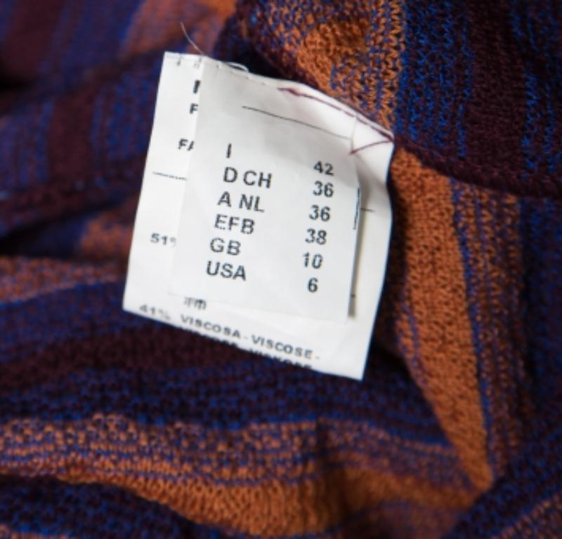 M Missoni Brown and Blue Striped Knit Tie Detail Racer Back Top M Damen im Angebot