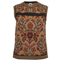M Missoni Brown Floral Pattern Knit Sleeveless Top M