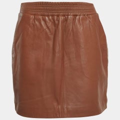 M Missoni Brown Leather Mini Skirt S