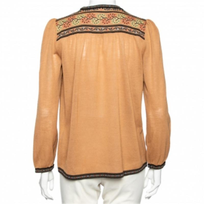 M Missoni Top en maille de laine à motifs, marron M en vente 1