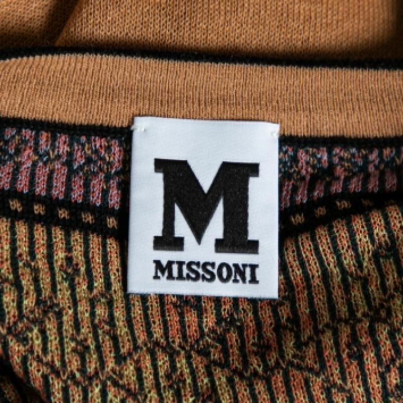 M Missoni Top en maille de laine à motifs, marron M en vente 2