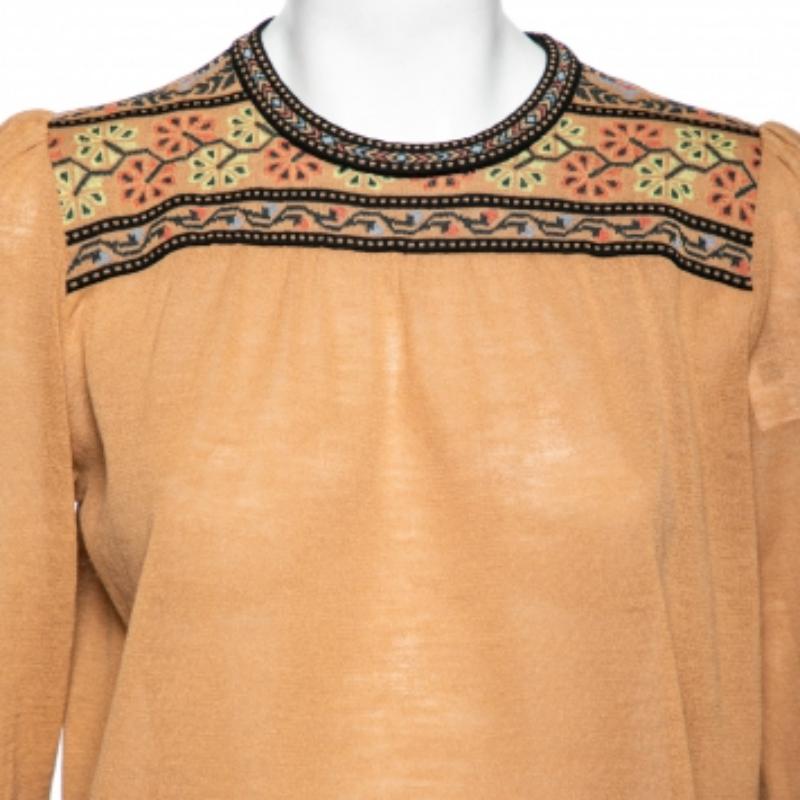 M Missoni Top en maille de laine à motifs, marron M en vente 3