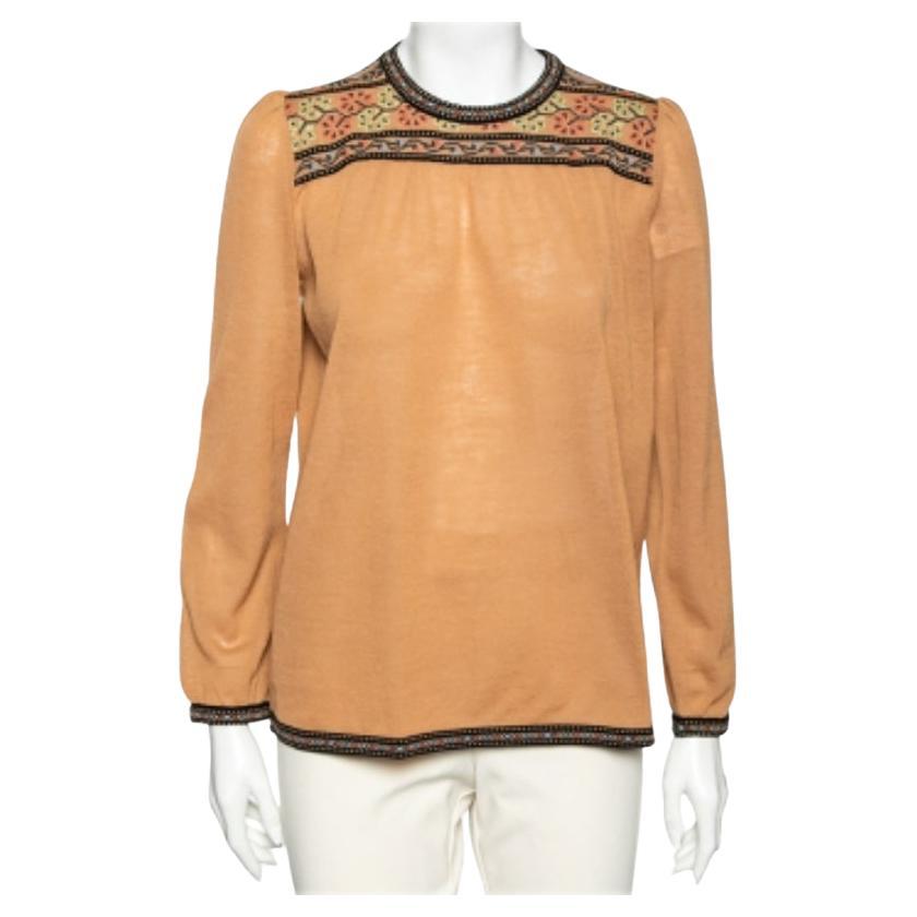 M Missoni Top en maille de laine à motifs, marron M en vente